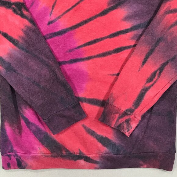PINK Victoria's Secret Campus Hoodie Women's Large Pink Magenta Tie Dye Pullover - Picture 6 of 11